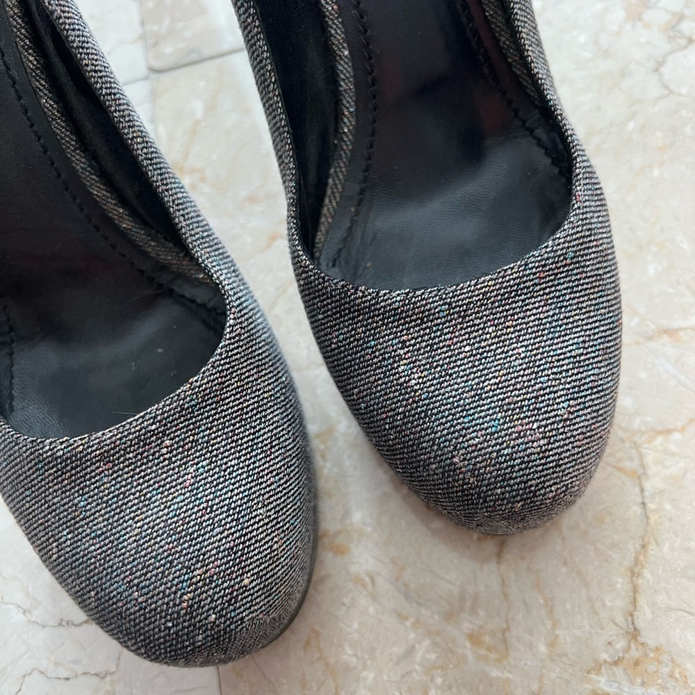 Yves Saint Laurent Metallic Gray Platform Pumps - Picture 5 of 16